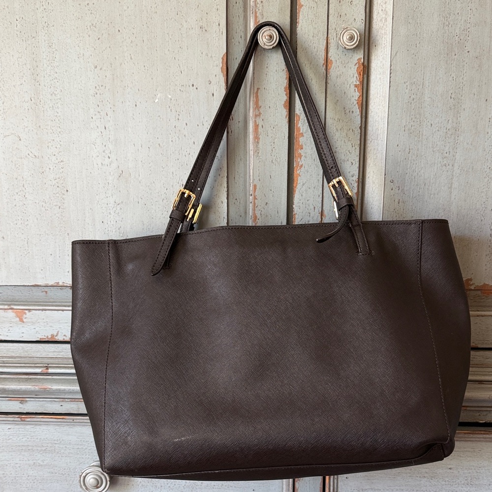 Tory Burch Black Leather Double-Handle Tote with Gold Hardware - Picture 5 of 13